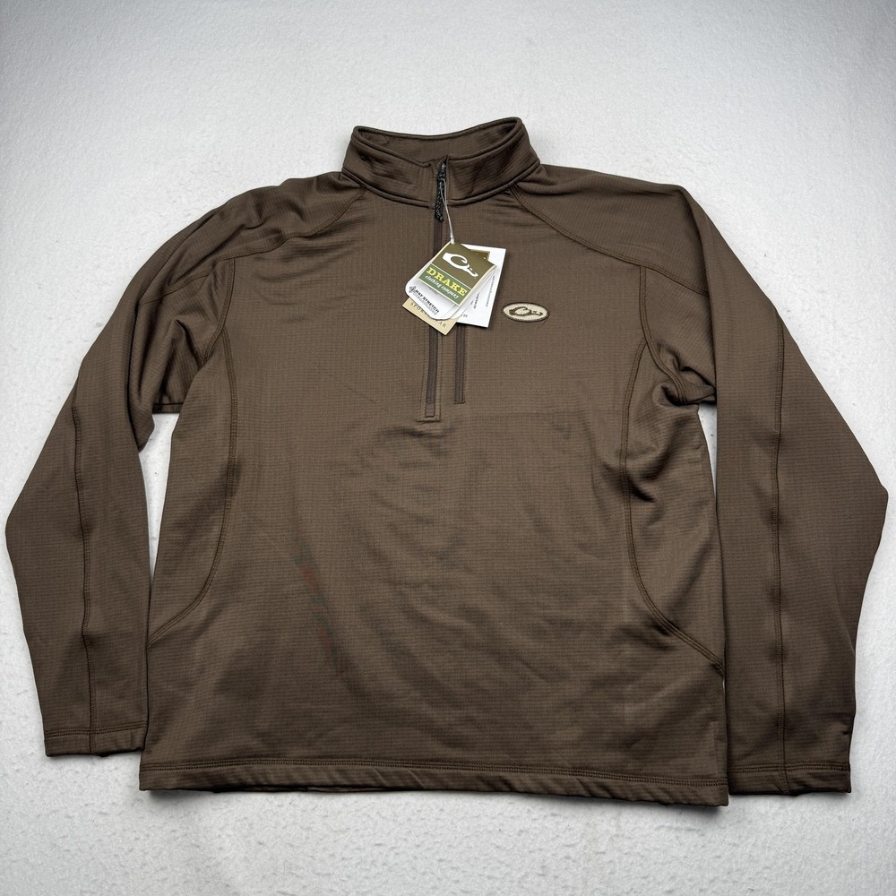 Drake Pullover Mens Large Brown MST Breathlite Quarter Zip Hunting Top Fleece